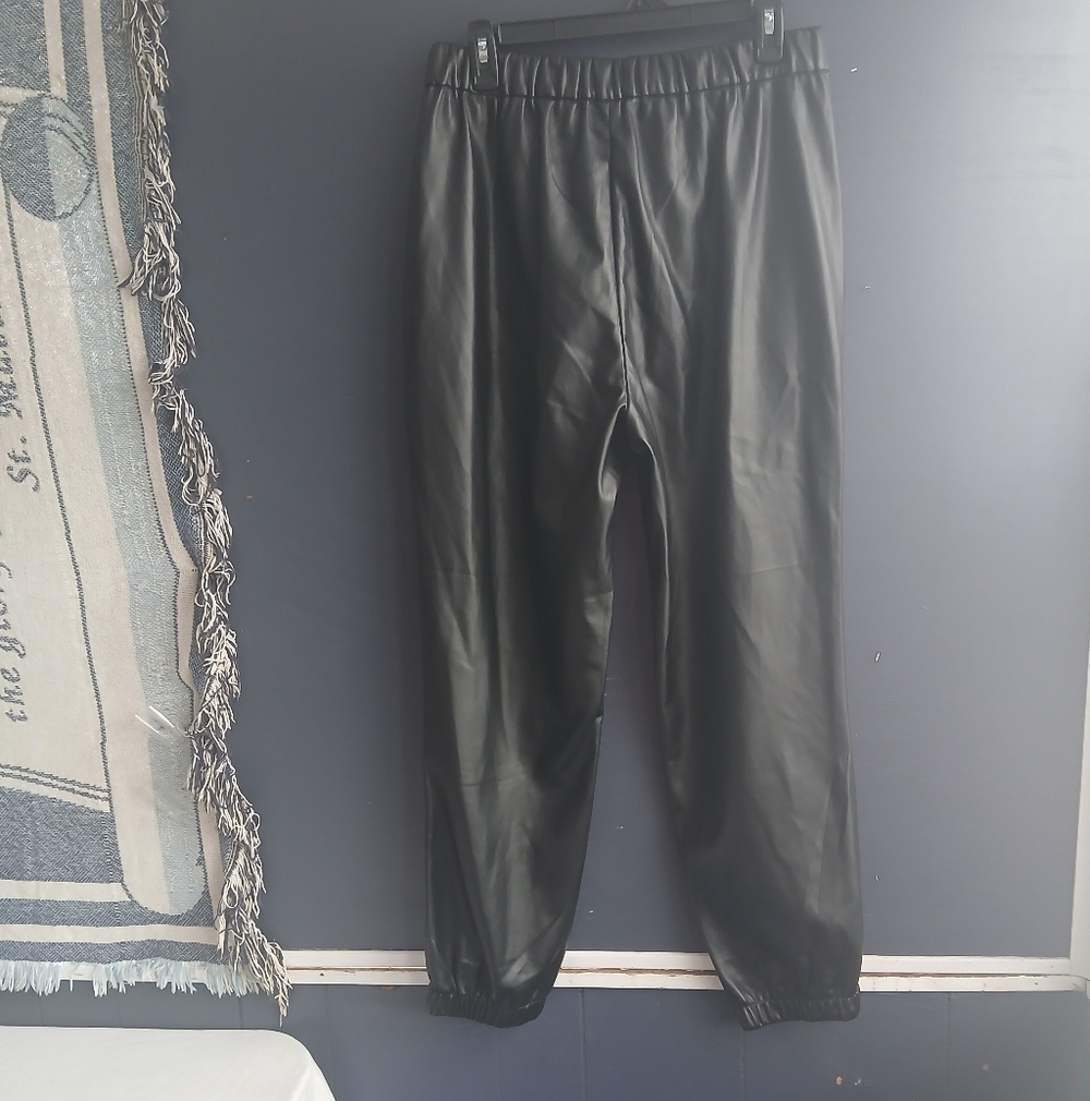 Z Supply Black Faux Leather Jogger Pants
